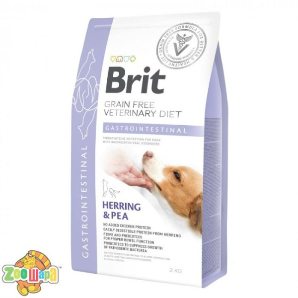 Brit GF VeterinaryDiets Dog Gastrointestinal 2 kg при нарушениях пищеварения  с селедкой, лососем, горохом (170945/8134), (1111151946)