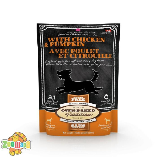 Oven-Baked Tradition Canada. Holistic - Лакомства для взрослых собак с курицей и тыквой 227г