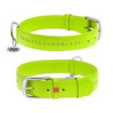 Collar Ошейник для собак кожаный WAUDOG Glamour с QR паспортом, двойной со страз, L, Ш 35 мм, Дл 46-60 см (38825), (4823089318196)