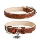 Collar Ошейник для собак кожаный WAUDOG Soft с QR паспортом, S, Ш 20 мм, Дл 30-39 см (7191), (4820152561770)