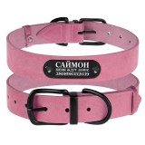 Bronzedog Ошейник для собак кожаный Classic с металлической фурнитурой пудровый.