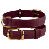 Bronzedog Ошейник для собак кожаный Crazy бордовый. Размер XL Обхват шеи 46-60 см. Ширина 3 см.