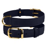 Bronzedog Ошейник для собак кожаный Crazy темно-синий. Размер L Обхват шеи 38-49 см. Ширина 2,5 см.