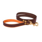 Bronzedog Поводок для собак кожаный Premium с литой латунной фурнитурой коричнево-оранжевый. Размер L Длина 122 см. Ширина 1,6 см.