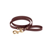 Bronzedog Поводок для собак кожаный Premium с литой латунной фурнитурой коричневый. Размер M Длина 122 см. Ширина 1,2 см.