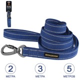 Bronzedog Поводок для собак Сotton рефлекторный х/б брезент синий. Размер S(1) Длина 200 см. Ширина 1,6 см.
