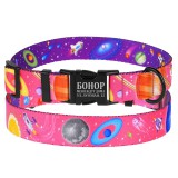 Bronzedog Ошейник для cобак Urban Cosmos нейлоновый c металлической пряжкой Розовый. Размер M Обхват шеи 30-40 см. Ширина 2 см.