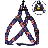 Bronzedog Шлея для Собак Urban Цветы Нейлоновая Синяя. Размер S Обхват груди 40-53 см. Ширина 1,6 см.