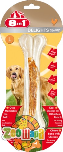 8in1 Кость прочная с курин. мясом Delights Strong L (1шт) (660528 /110842), (1111113880)