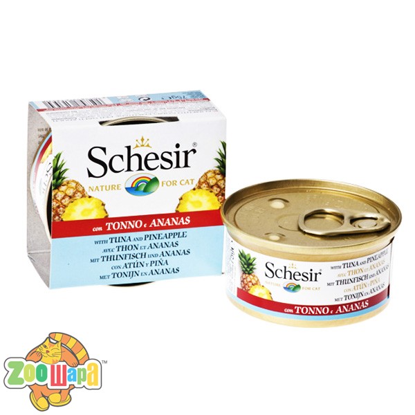 Schesir Влажный корм для кошек Tuna Pineapple тунец с ананасом в желе (75 г)