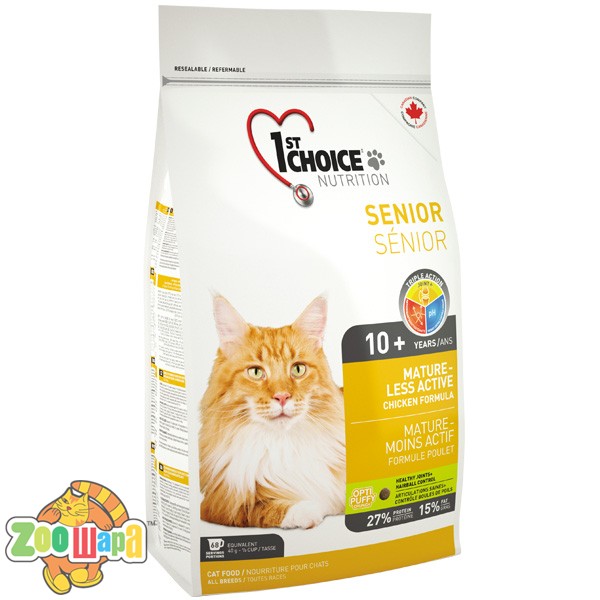 1st Choice Сухой корм для пожилых или малоактивных кошек Senior Mature Less Aktiv (2,72 кг)