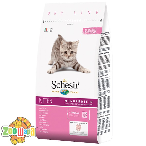 Schesir Cat Kitten курица-10 сухой монопротеиновый корм для котят