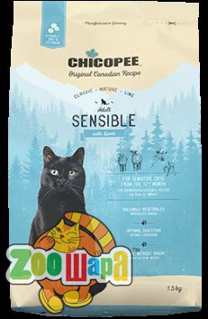 Chicopee Chicopee CNL Cat Adult Sensible Lamb 15 кг полнорационные корма для взрослых кошек с чувствительным пищеварением