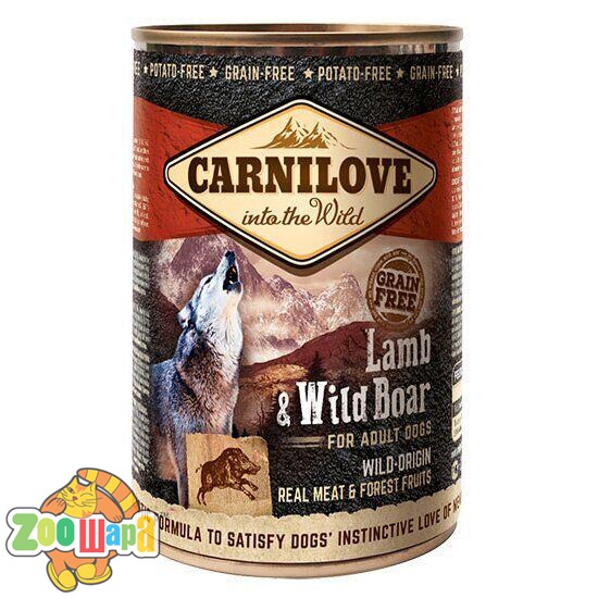 Carnilove Консерви Карнілав з м'ясом ягняти та дикого кабана, 400 г (100131/529315), (1111150030)