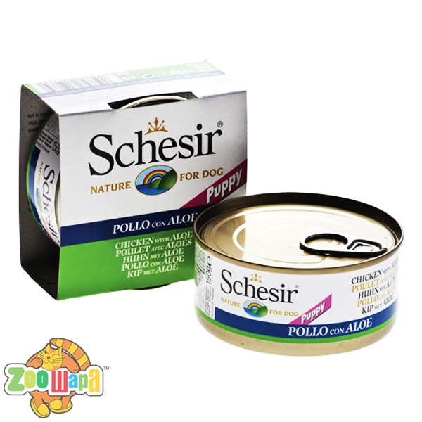 Schesir Влажный корм для щенков Chicken Aloe Puppy филе курицы с алоэ в желе (150 г)
