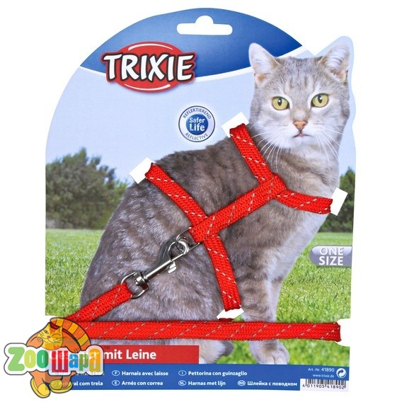 Trixie Шлея с поводком для кошек "Cat Harness Reflecting" (4183), (1111119416)