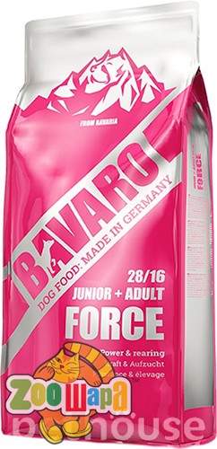 BAVARO (Баваро) 18 кг. сухой корм для юниоров и взрослых рабочих собак, выполняющих тяжелую физическую работу, Force 28/16
