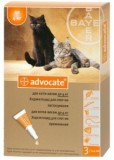 Bayer лечебные противо паразитные капли Адвокат котам до 4 кг