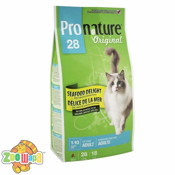 Pronature Original Сухой корм для взрослых котов Seafood Delight With Salmon & Herring Flavor с морепродуктами (0,35 кг)