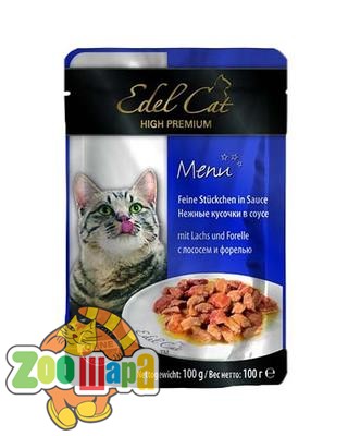 Edel Cat Cat влажный корм для кошек ЛОСОСЬ И ФОРЕЛЬ в соусе (100 г) пауч (1002021/1000308/179161), (1111140243)