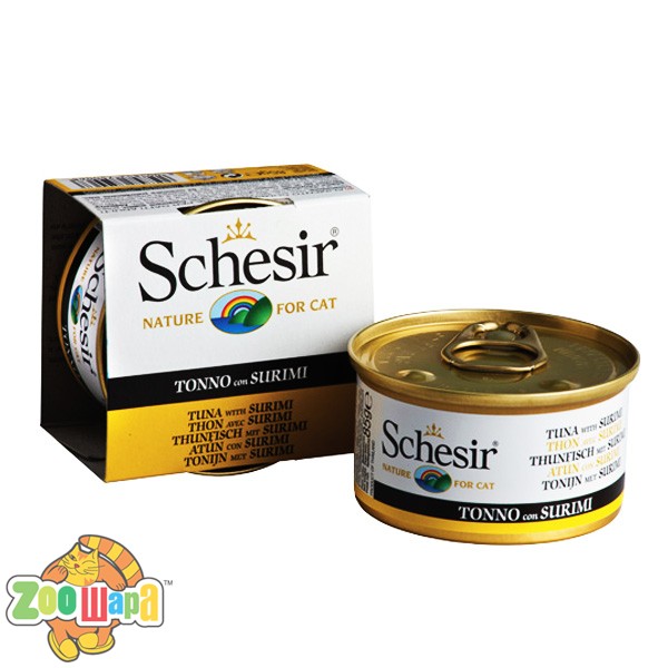 Schesir Влажный корм для кошек Tuna Surimi тунец с сурими в желе (85 г)