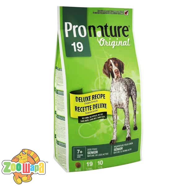 Pronature Original Сухой корм для малоактивных и пожилых собак всех пород Deluxe Recipe Senior с курицей (7 кг)