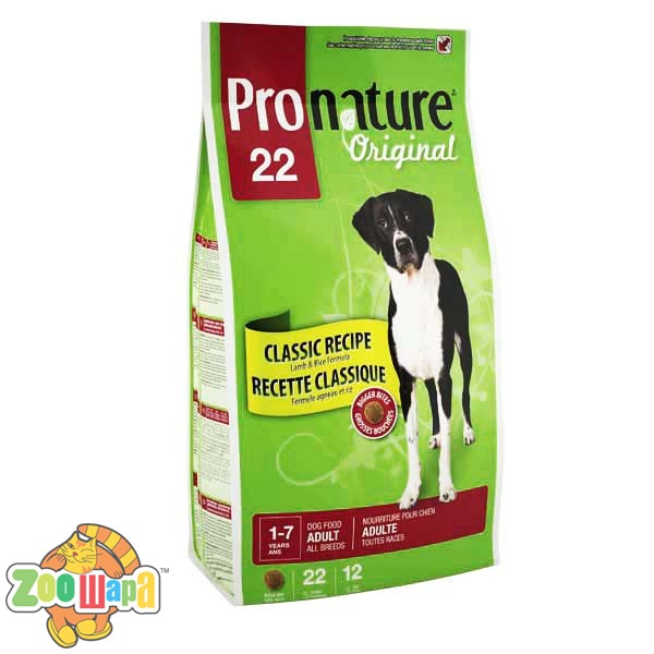 Pronature Original Сухой корм для взрослых собак крупных пород Classic Recipe ALL BREEDS с ягненком (12 кг) крупные гранулы