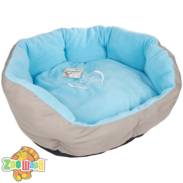 Flamingo Shabby Chic Dog Bеd, супер мягкая лежанка для собак, серо-голубой 55см