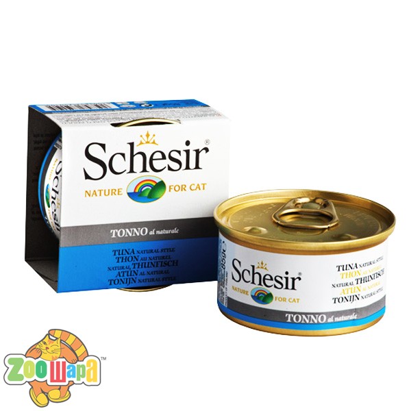 Schesir Влажный корм для кошек Tuna Natural Style тунец в собственном соку (85 г)