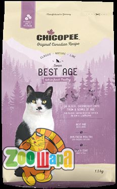 Chicopee Chicopee CNL Senior Best Age 1,5 кг полнорационный корм для пожилых кошек.