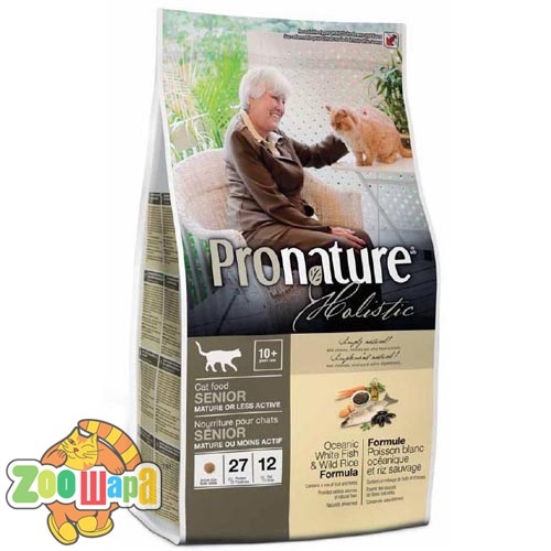 Pronature Holistic Сухой корм для малоактивных и пожилых кошек Cat food SENIOR с океанической белой рыбой и диким рисом (2,72 кг)