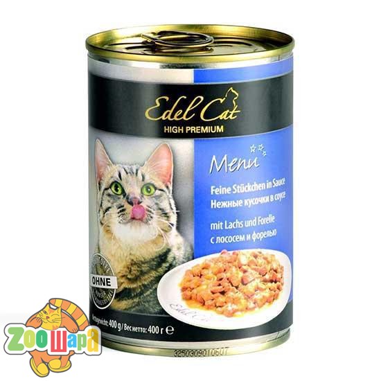 Edel Cat Cat влажный корм для кошек ЛОСОСЬ И ФОРЕЛЬ (400 г) консерва (1000321/173053), (1111141057)