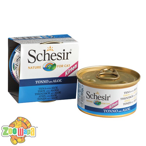Schesir Влажный корм для котят Tuna Aloe Kitten тунец с алоэ и рисом (85 г)