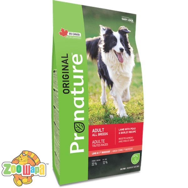 Pronature Original Сухой корм для взрослых собак всех пород Dog Lamb Peas & Barley с ягненком, горохом и ячменем  (11,3 кг)