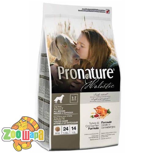 Pronature Holistic Сухой корм для взрослых собак всех пород Adult Turkey & Cranberries с индейкой и клюквой (13,6 кг)