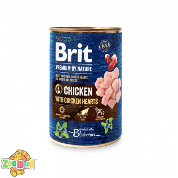 Brit Premium Корм Brit Premium вологий для собак Бріт Преміум з  куркою та курячими сердечками 400 г, арт 100405/8522 (100405/8522), (1111159939)
