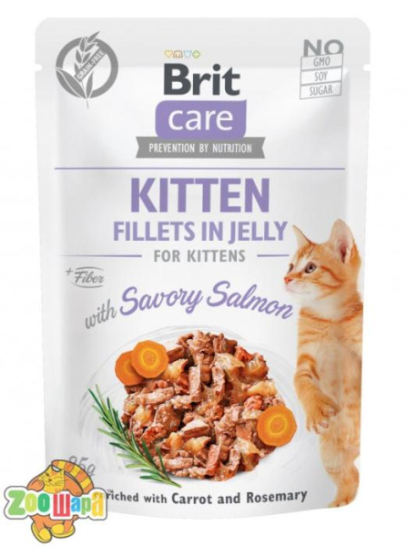 Brit Care Корм Brit Care вологий для кошенят Бріт Кеа Кет філе в желе з пікантним лососем 85г арт.100537 (100537/0594), (1111163845)