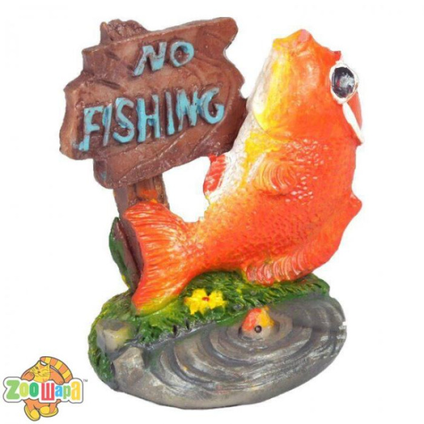 KW_Zone Декорація KW Zone рибка для акваріума King's з табличкою No Fishing пластикова 5.5*4*5.5см арт.U-189А (U-189А/KW Zone*****), (1111135245)