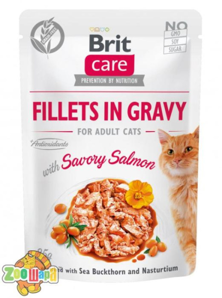 Brit Care Корм Brit Care вологий для котів Бріт Кеа Кет з філе лосося в соусі 85г арт.100530/0525 (100530/0525), (1111162663)