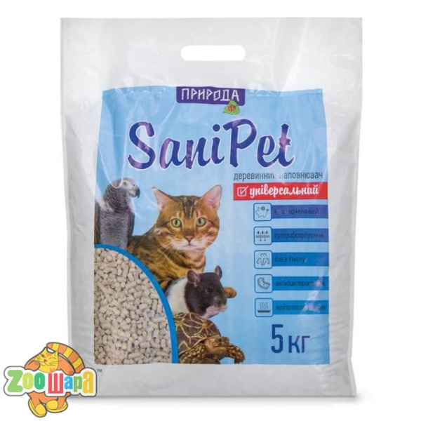 Природа Наполнитель древесный SANI PET для кошек УНИВЕРСАЛЬНЫЙ натуральный (5 кг) (PR740415 натур 5кг), (1111137942)