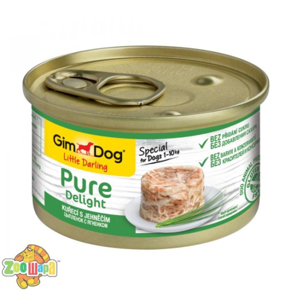 Gimpet Влажный корм для собак "Цыпленок с ягненком" кусочки в желе Gimdog Pure Delight (85 г) (G-513188 /041), (1111148277)
