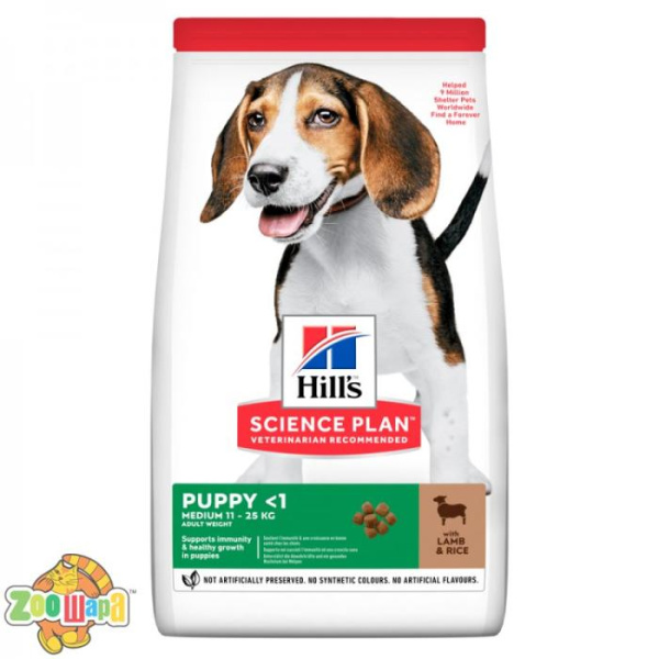 Hill's SCIENCE PLAN Puppy Medium Сухий Корм для Цуценят з Ягням і Рисом - 2,5 кг