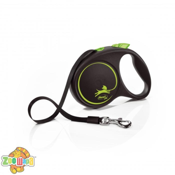 Flexi Рулетка BLACK DESIGN M  5м (лента) зеленая, (арт.FL34026)
