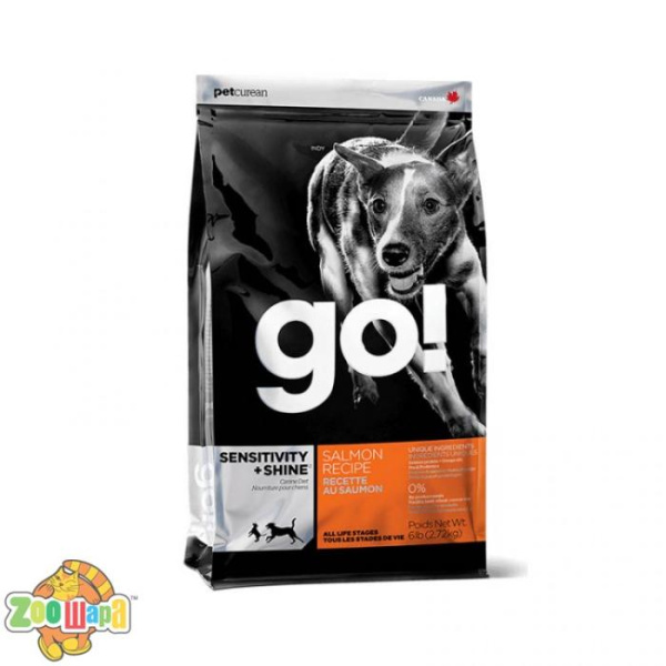 GO! Сухой корм для взрослых собак и щенков Sensitivity + Shine Salmon Recipe с лососем и овсянкой (2,72 кг)