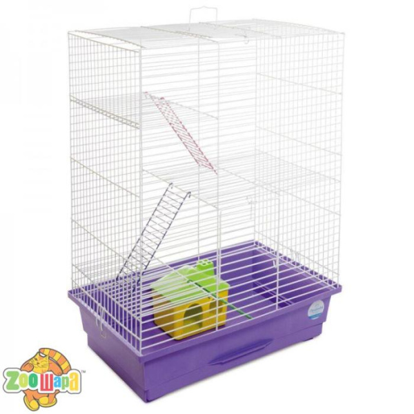 Природа Клітка Природа Нюра з будиночком для гризунів 44*27*59 біла/фіолетова арт.PR241523 (PR241523), (1111159148)