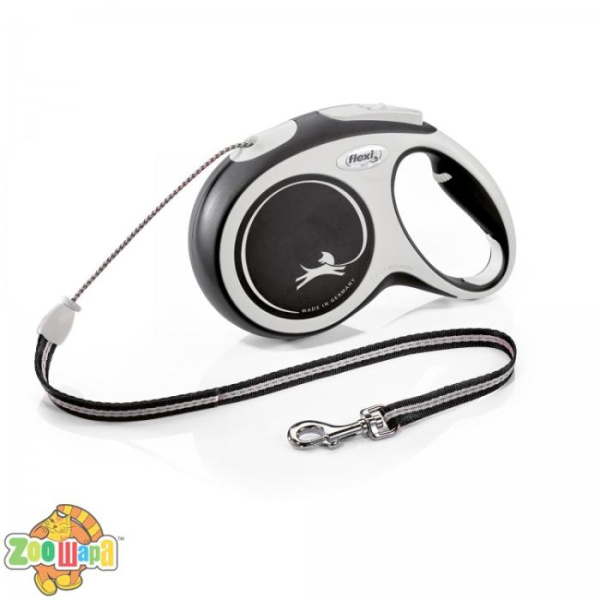 Flexi Рулетка NEW COMFORT M 8м (трос) черная, (арт.FL43141)