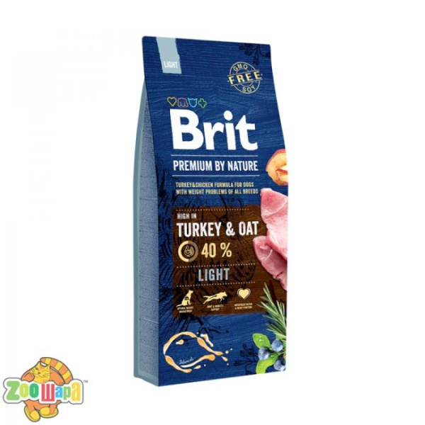 Brit Premium Light Turkey & Oats (15 кг) cухой корм для собак с избыточным весом (170841/6604), (1111150975)