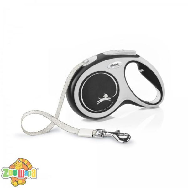 Flexi Рулетка NEW COMFORT M 5м (лента) черная, (арт.FL43646)