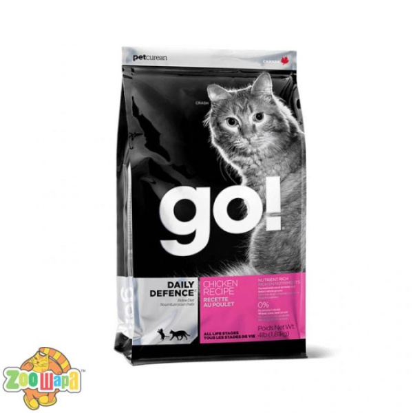 GO! Сухой корм для взрослых кошек и котят Daily Defence Chicken Recipe с цельной курицей, фруктами и овощами (3,63 кг)