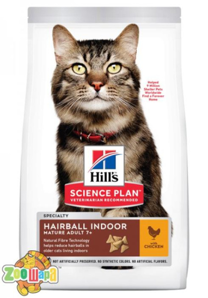 Hill's SCIENCE PLAN Mature Adult 7+ Hairball & Indoor Сухий Корм для Котів з Куркою - 1,5 кг